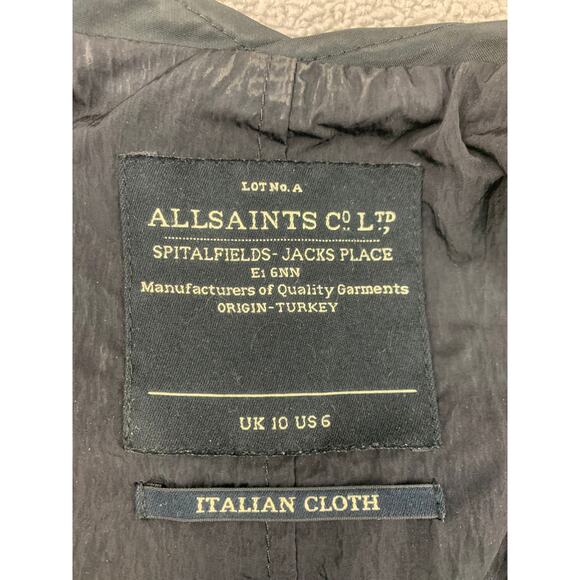 AllSaints Sleeveless Blazer Vest Womens US 6 UK 10 Black Italian Cloth Tailored - Picture 3 of 11